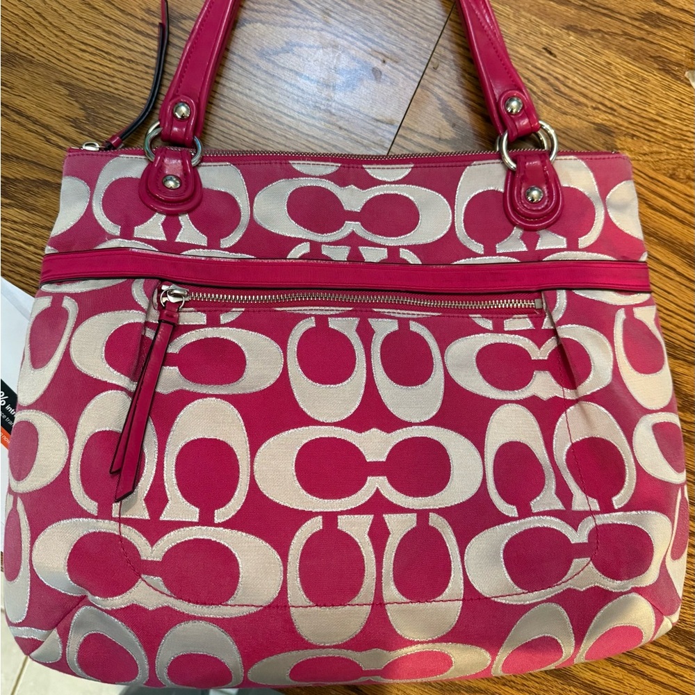 Coach Pink and Cream Shoulder Bag